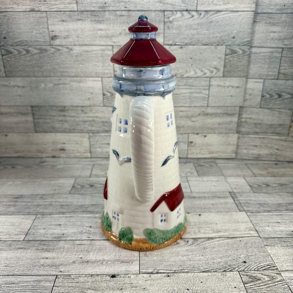 Flowers Inc Balloons Lighthouse Pitcher Ceramic Hand Painted Nautical Decor 13 - Picture 4 of 11